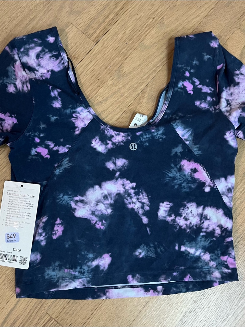 lululemon align Women’s Tie-Dye Crop Top - navy blue/purple/pink